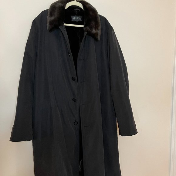 Donna Salyers' Fabulous Furs Black and Brown Trench Coat - Picture 1 of 4